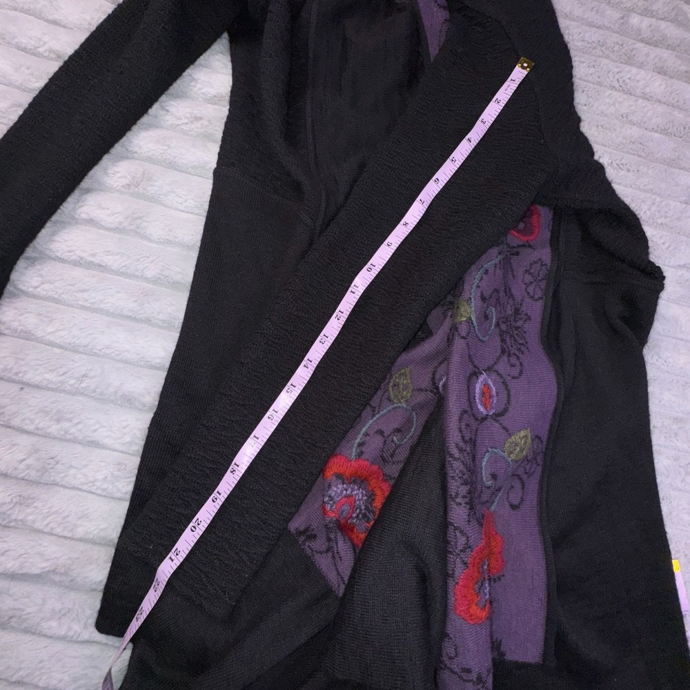 Peruvian‎ Link Alpaca Collection Sweater Womens Large Cardigan Black Floral Knit - Picture 11 of 11